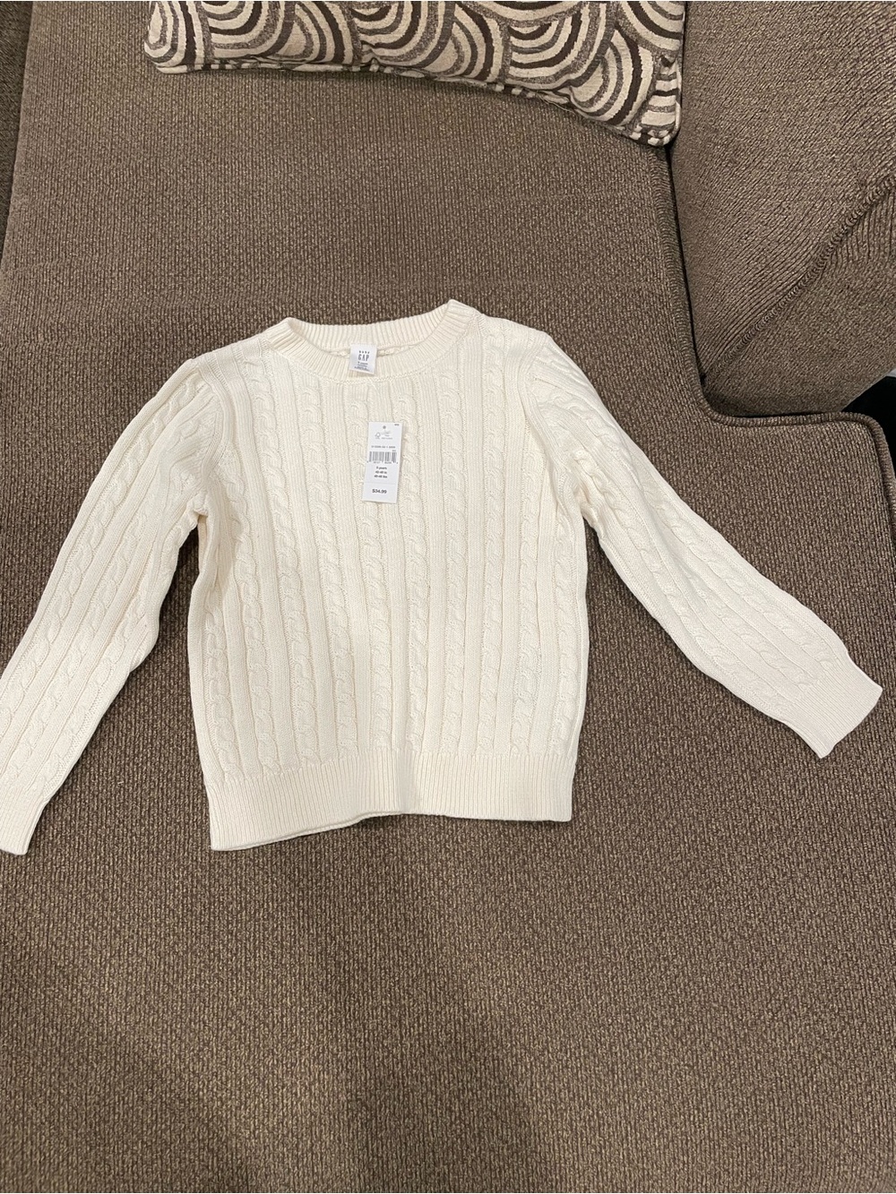 GAP Ivory Cable-Knit Crew Sweater